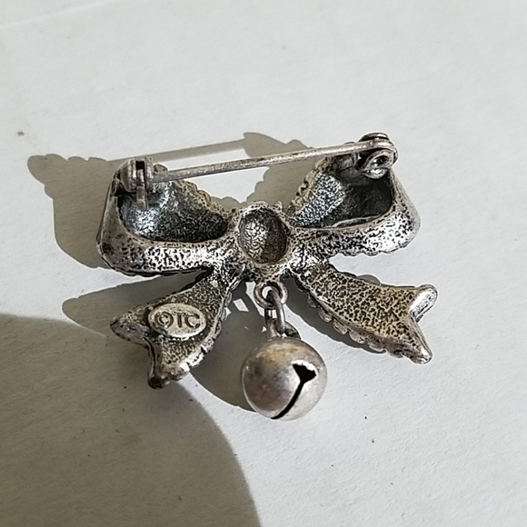 Tc Christmas bow brooch with bell 3t6 - Picture 3 of 4
